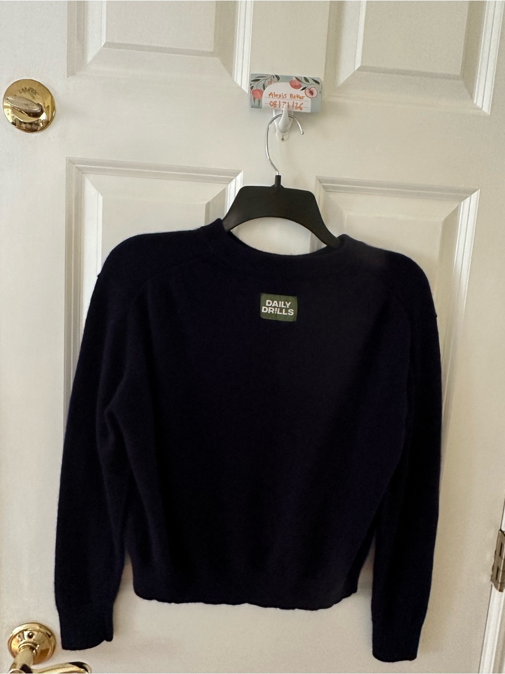 Daily Drills Navy shrunken cashmere sweater, size xs/s